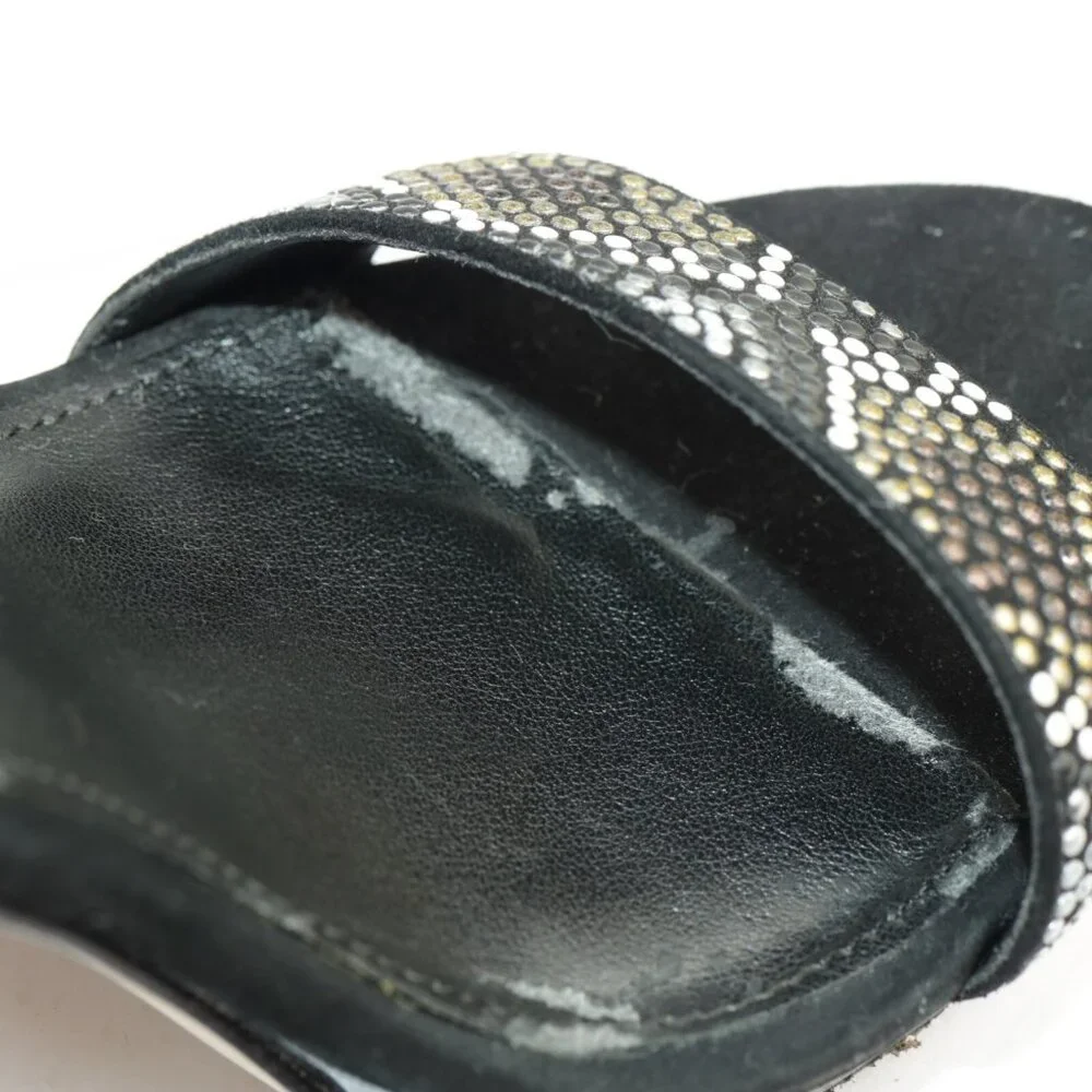 Michael Kors Womens Sienna Sandals Size 6.5 Black Suede Studded Ankle Strap Heel - Picture 11 of 15